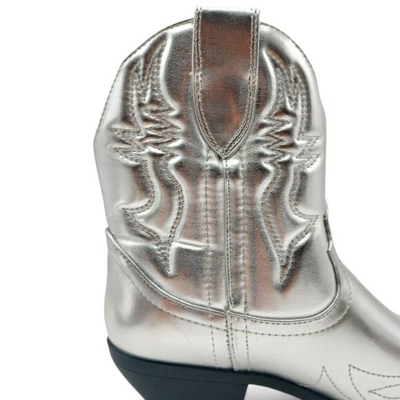 Soda Rigging S  Size 7 Silver Metallic Embroidered Western Stitch Ankle Boots - Picture 9 of 15